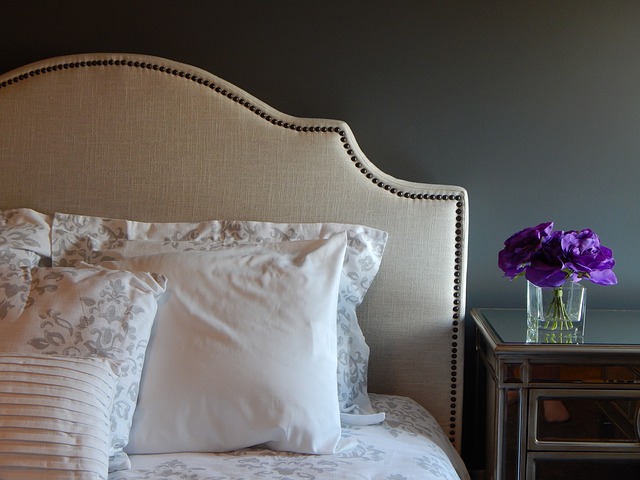 staying calm on your wedding day, comfy bed, purple flowers